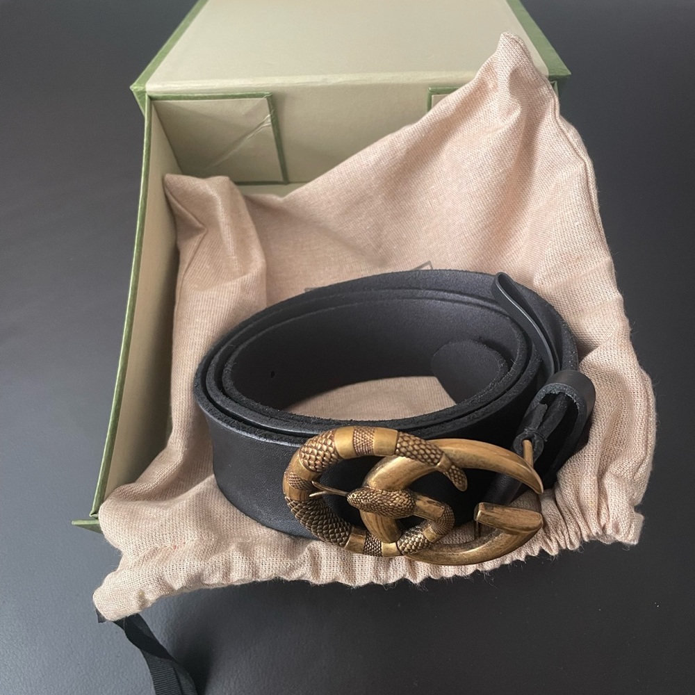 ** SOLD ** GUCCI GG Marmont Snake Gold Buckle Belt Gold/Brass  Size 44/110